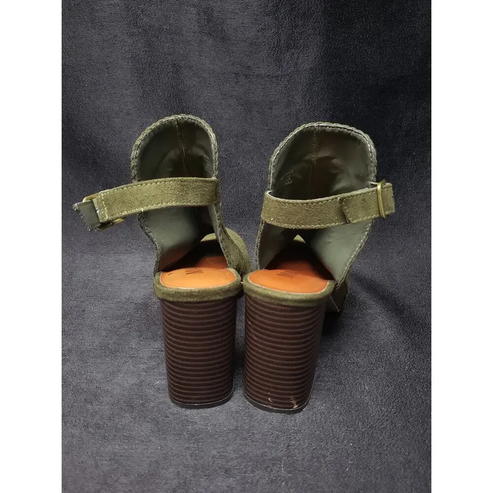 MIA Dark Army Green Block 4'' Heel Adjustable Sandal Strap High Heel Shoes